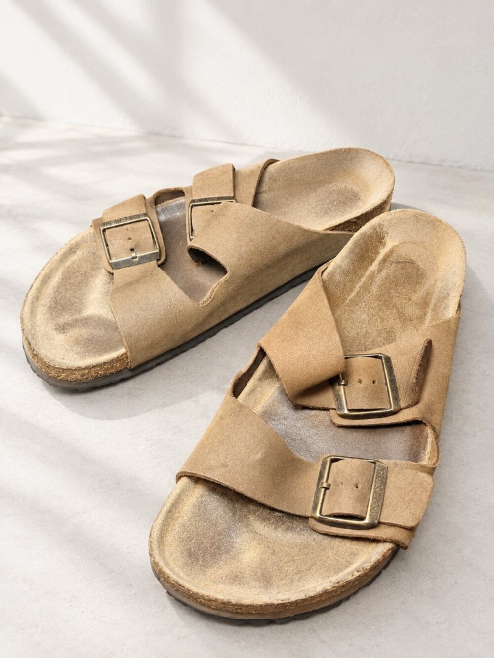 Birkenstock Arizona Men’s Brown Suede Leather Double Buckle Sandals 0881